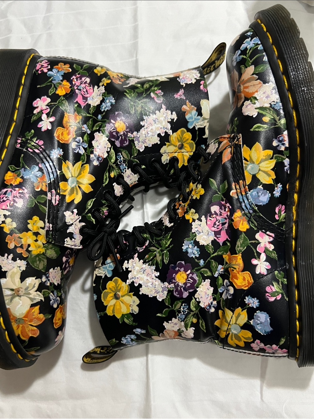 Dr. Martens Black Floral Lace-Up Boot, 9 - Picture 2 of 11